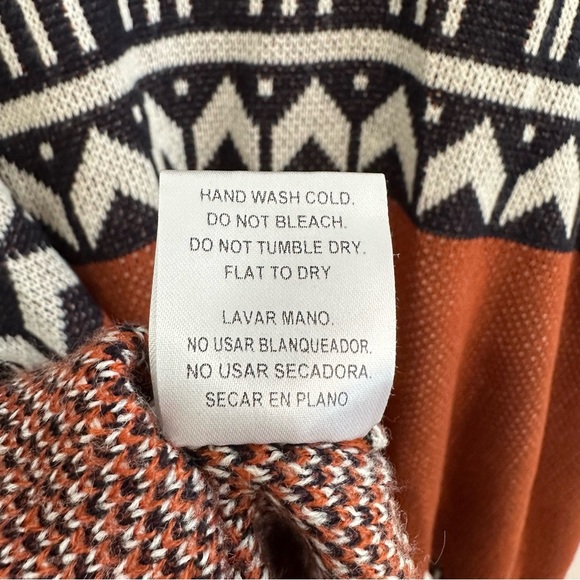 Vocal Geometric Wool Blend Open Blanket Cardigan Fringe L/XL - Picture 11 of 12